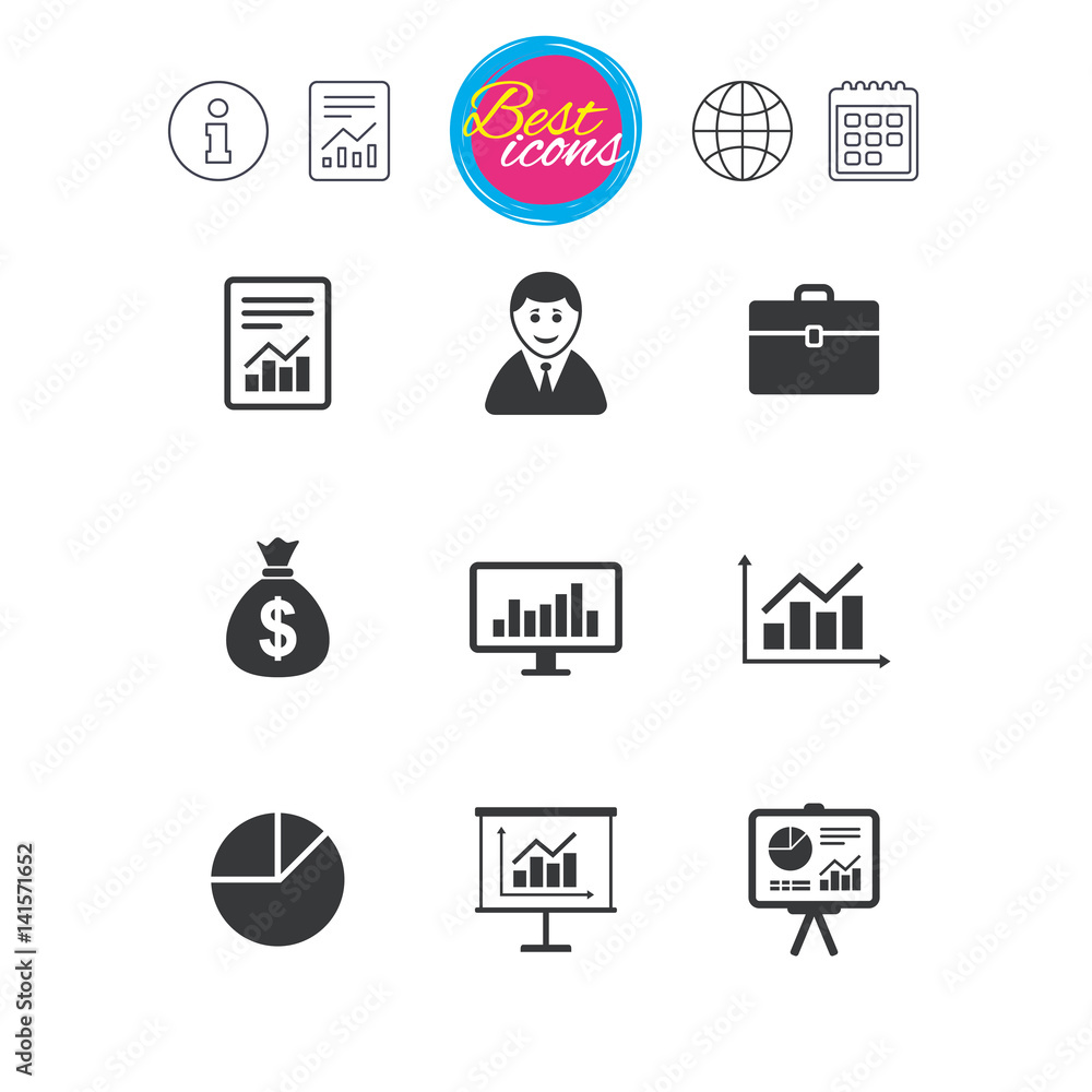 Statistics, accounting icons. Charts signs.