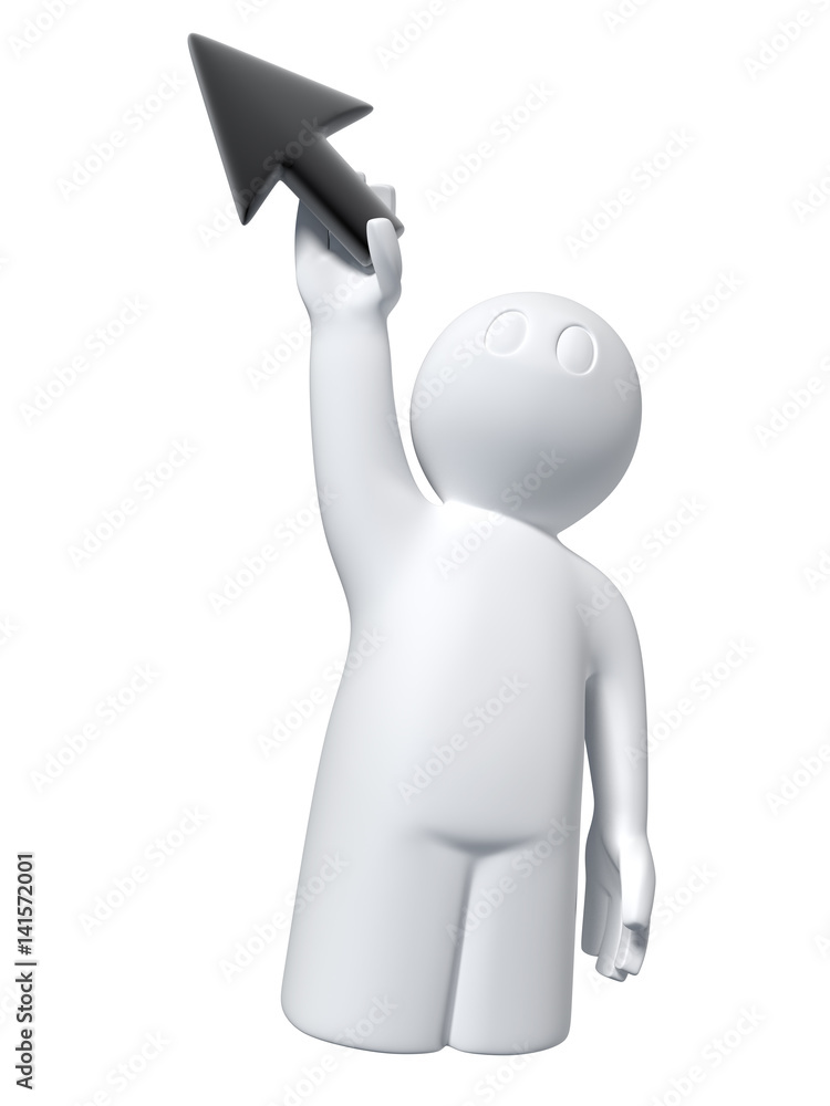 3d man hangs on cursor (pointer) on white backgound, isolated 3d man hangs on cursor (pointer) on white backgound, isolated