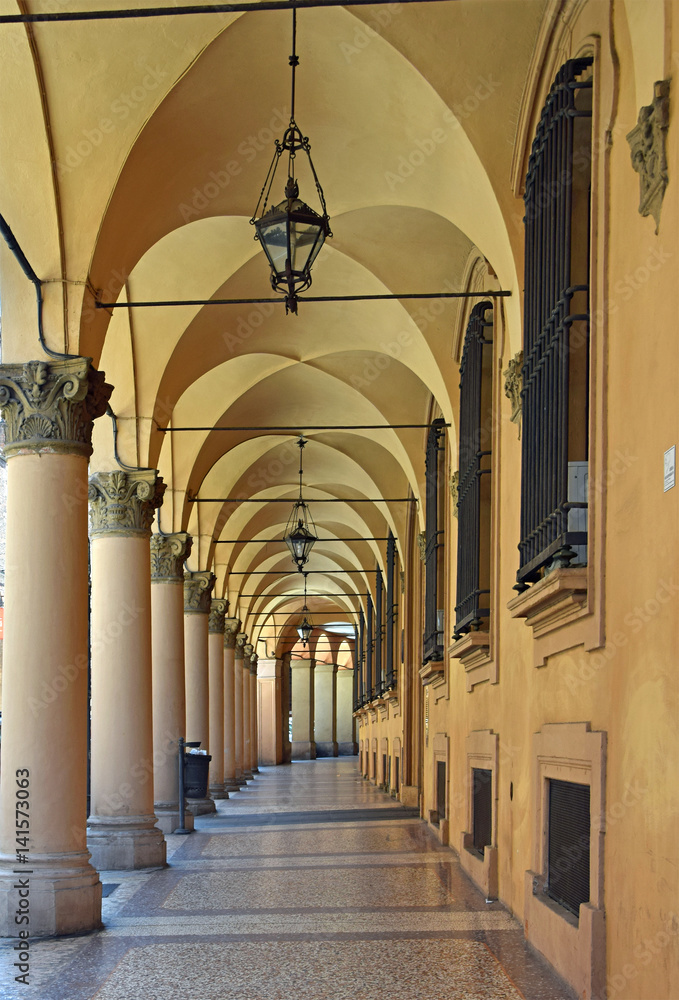 Italy, Bologna old medieval typical portico 