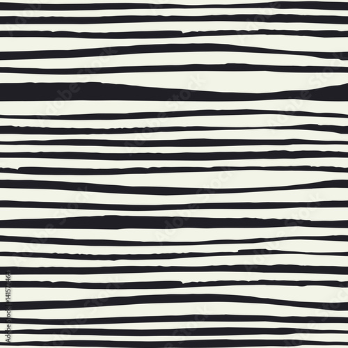 Black Brush lines. Seamless pattern. Black hand drawn bold lines on White background