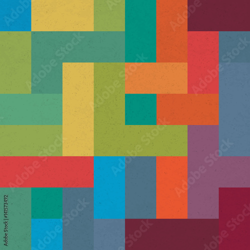 Colorful brick geometric pattern. Abstract background for designs with textured separate layer.