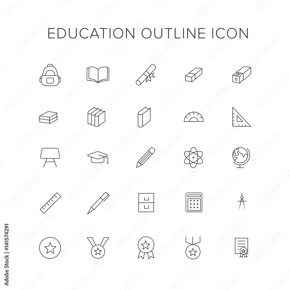 Education Line Icon Set Education Line Icon Set