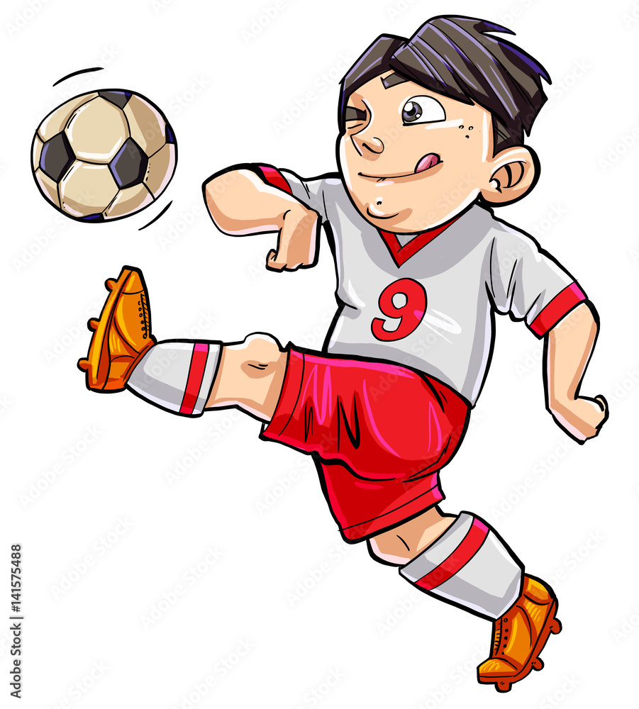 Cartoon child kicking a soccer ball Stock Illustration Adobe Stock