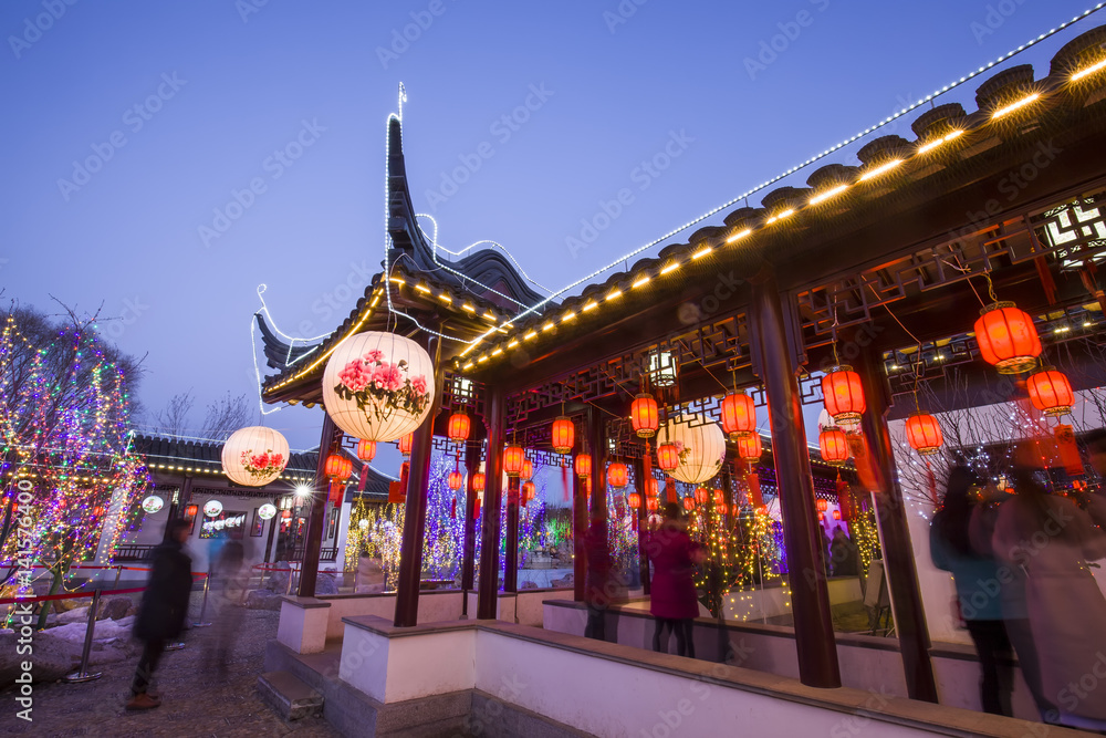 Chinese traditional buildings at night