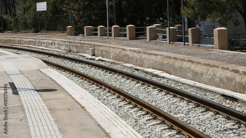 A single-track small station in Catalonia, Spain, July 2016