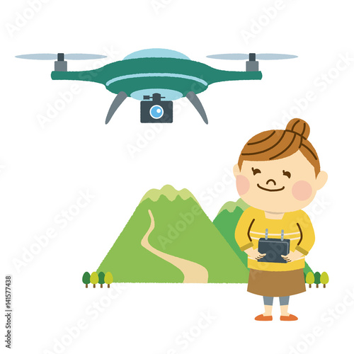 ドローンを操縦する女性