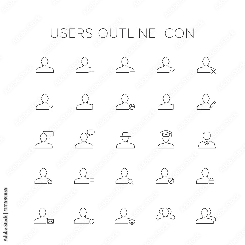 Users Line Icon Set Users Line Icon Set
