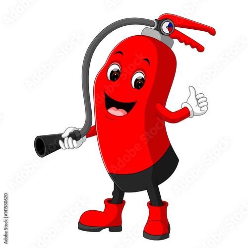 Cartoon Character of fire extinguisher giving thumb up