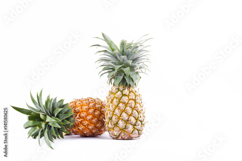 ripe pineapple is  tropical fruit on white background healthy pineapple fruit food isolated
