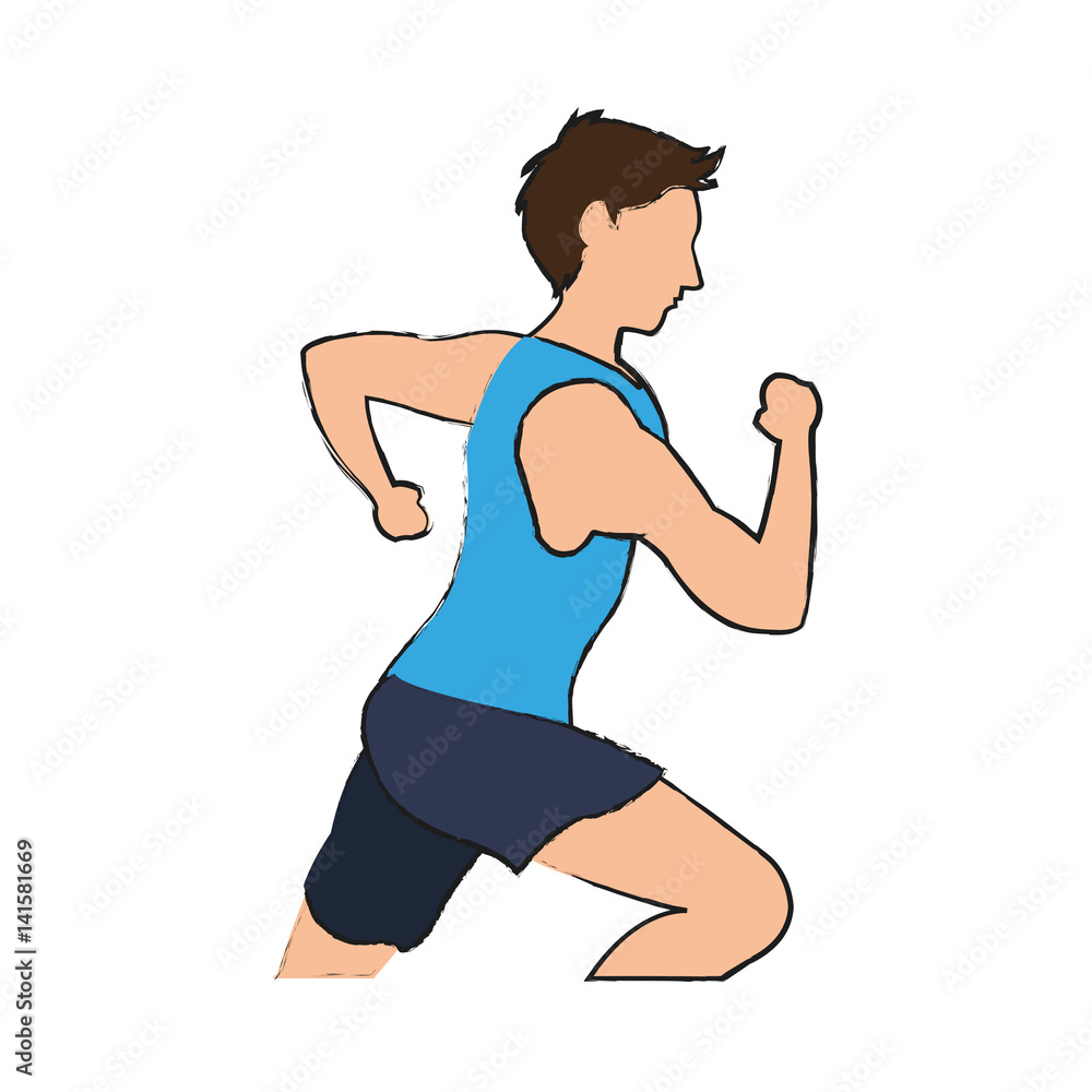 man running icon over white background. vector illustration man running icon over white background. vector illustration