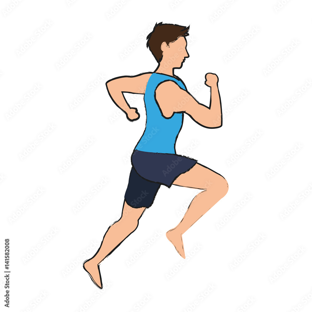 man running icon over white background. vector illustration man running icon over white background. vector illustration