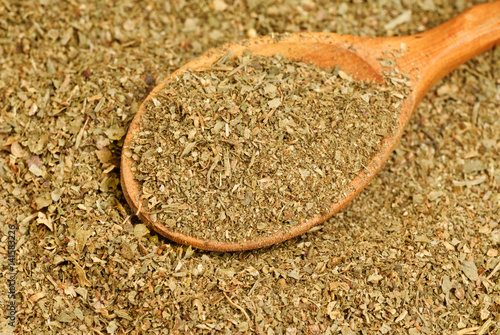 Close up image of khmeli-suneli as backgroumd. Georgian traditional spices
