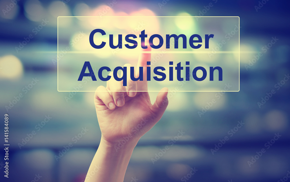 Customer Acquisition concept with hand Customer Acquisition concept with hand
