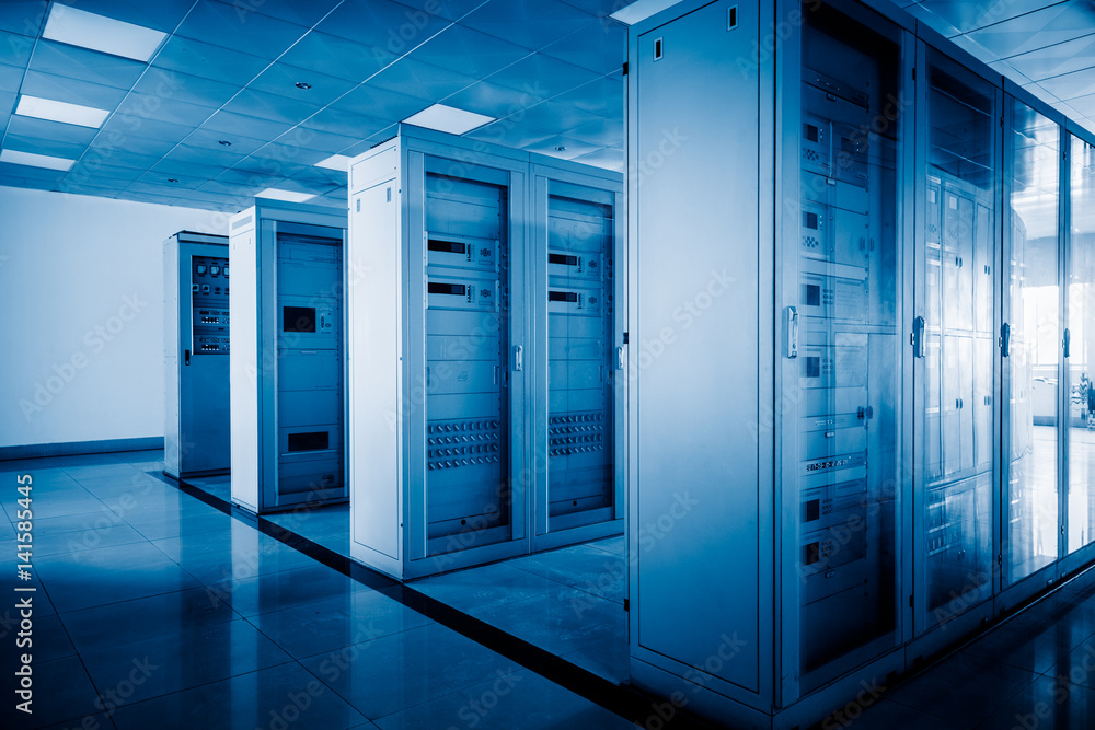 control room of a factory in blue tone. control room of a factory in blue tone.