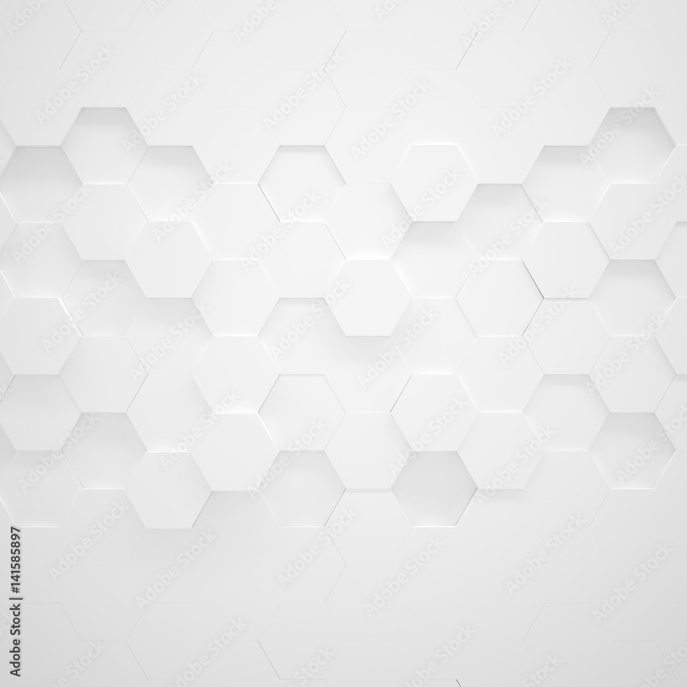 White Hexagon Texture - obrazy, fototapety, plakaty 