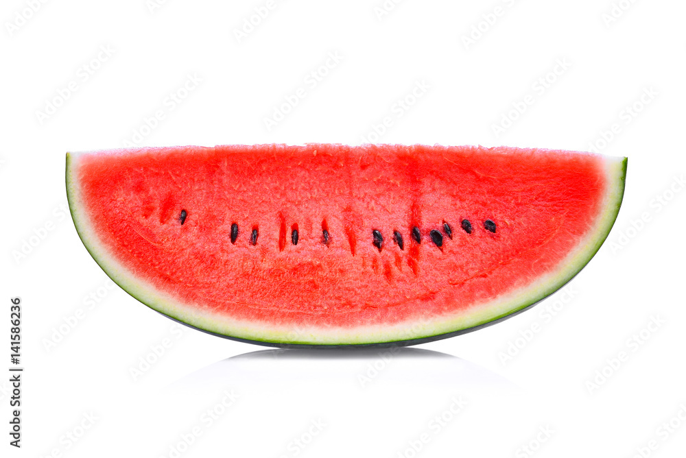 Slice of fresh watermelon isolated on white background