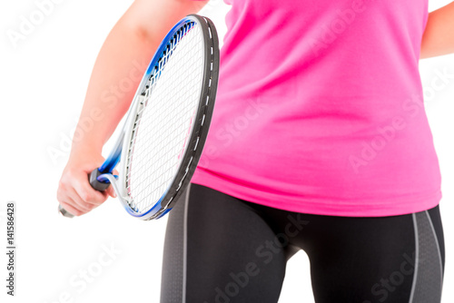 female figure with a racket in his hand for tennis closeup © kosmos111