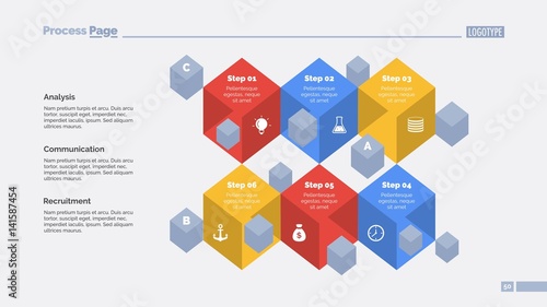 Six Three- dimensional Cubes Slide Template