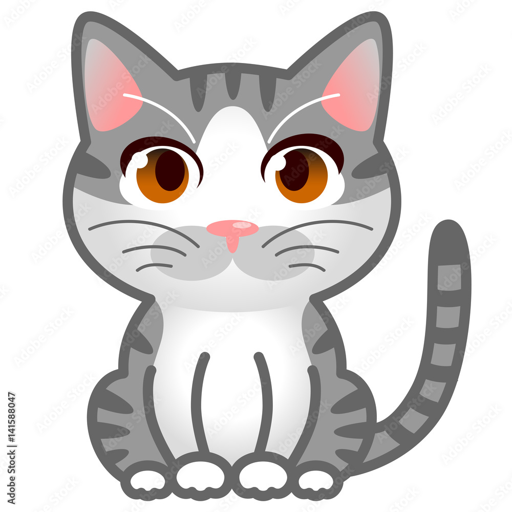 Obraz premium 猫 サバトラ白