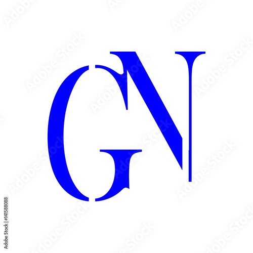 letter GN blue color logo vector photo