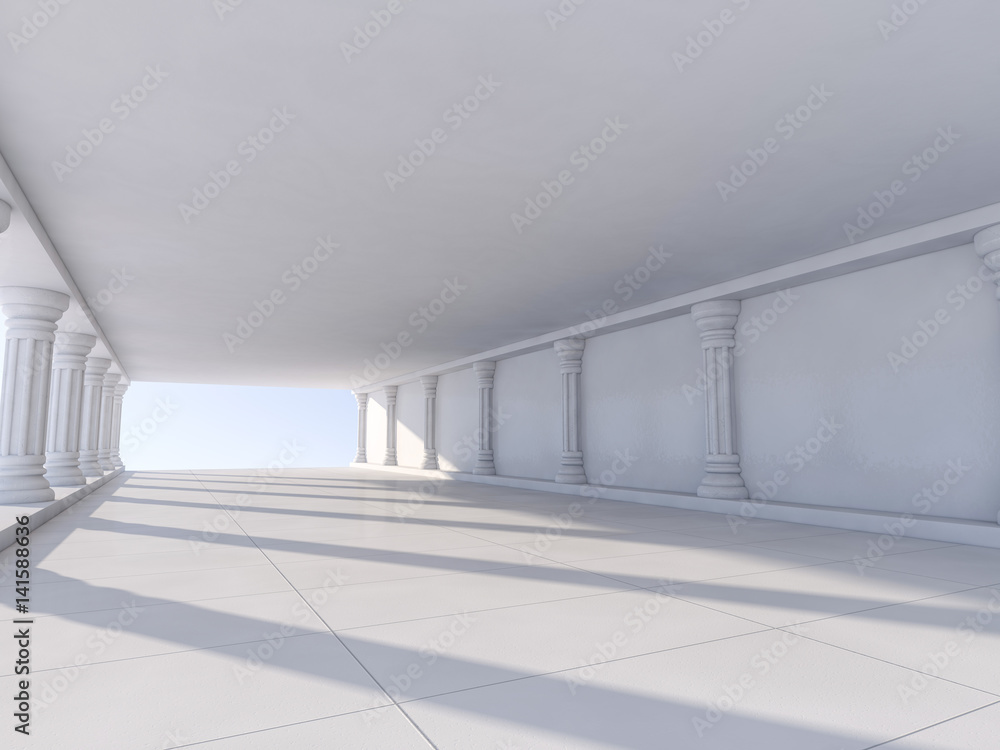 Classic Ancient Interior with Columns. 3D rendering Classic Ancient Interior with Columns. 3D rendering