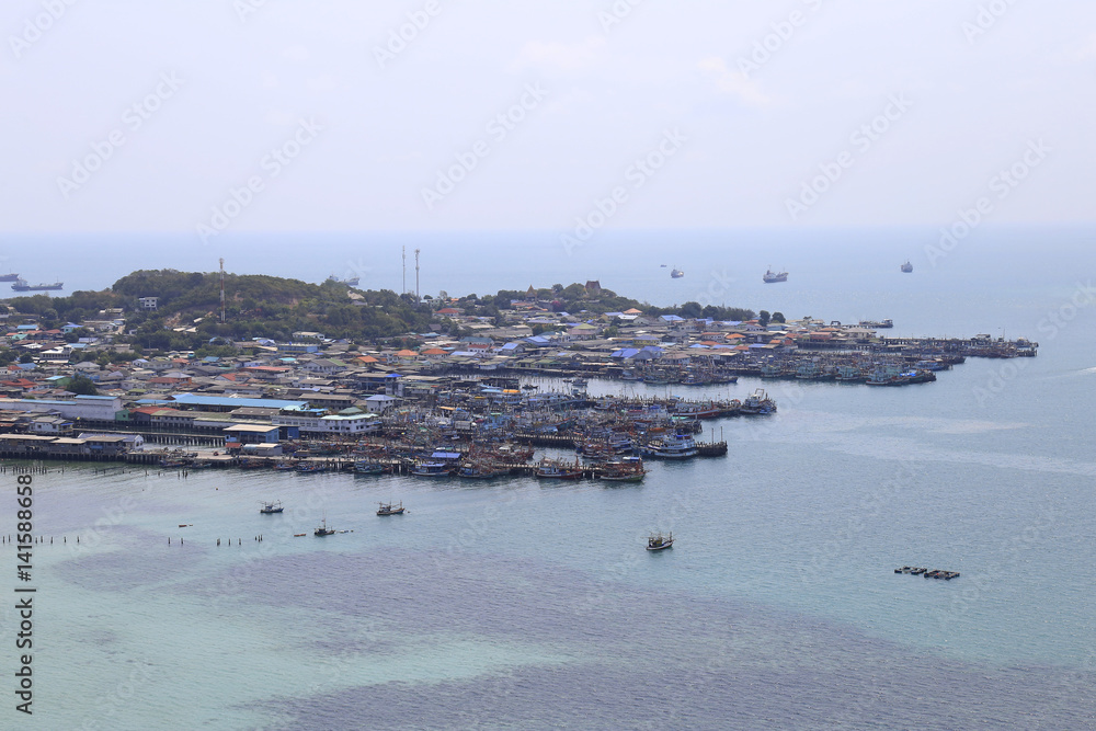 Top View of the fishing village Top View of the fishing village