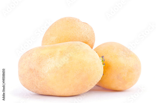  fresh  potatoes tubers on white background healthy potato Vegetable food isolated  