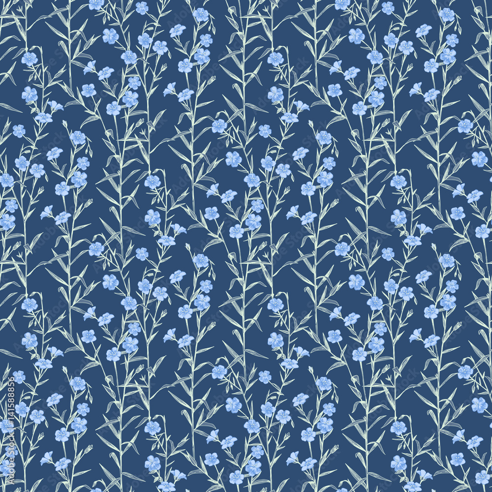 Seamless pattern with hand drawn flax Seamless pattern with hand drawn flax