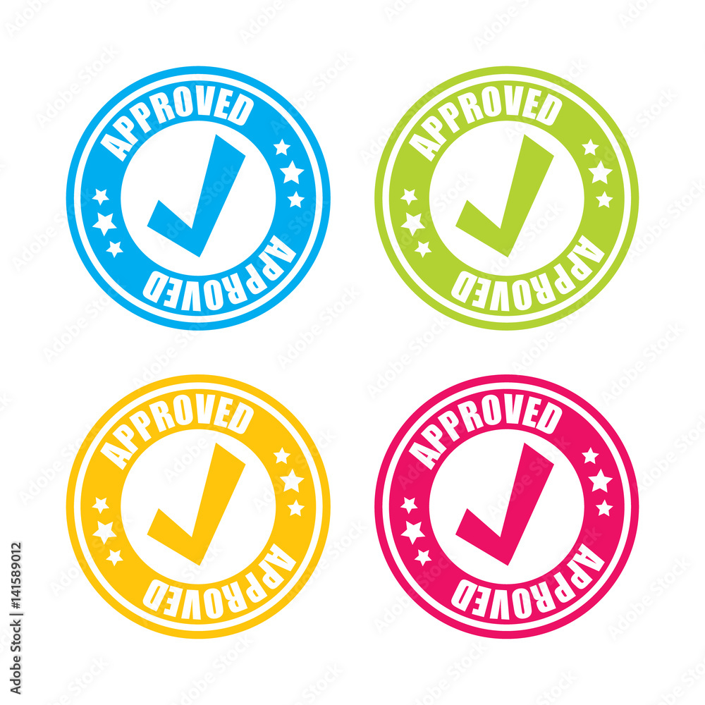 Fototapeta premium Colorful Approved Stamp Labels