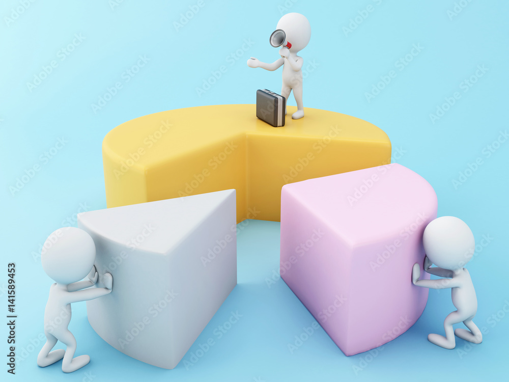 3d White people building a business chart. 3d White people building a business chart.
