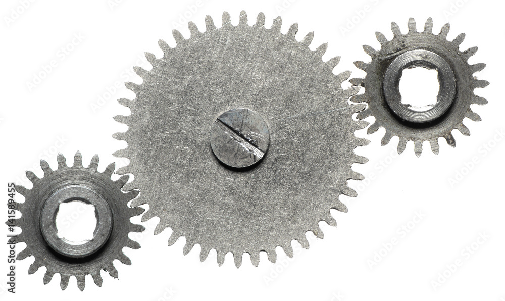 Gear scratched on white background