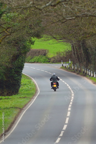 Motorbike on the road in Devon, England