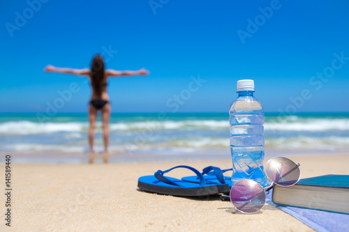 woman relaxes on beach