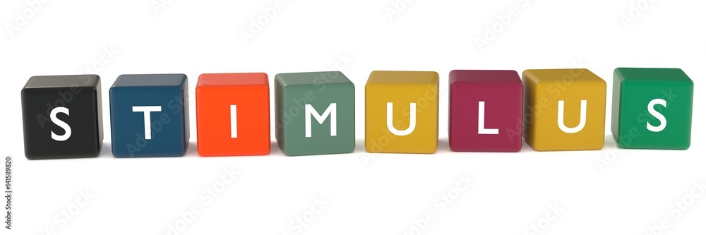 3d illustration of STIMULUS word or icon from colored cubes 3d illustration of STIMULUS word or icon from colored cubes