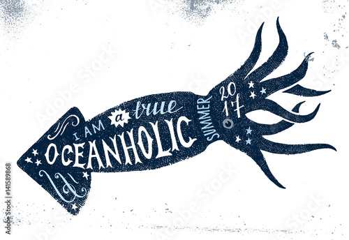 I am a true oceanholic, summer 2017 lettering