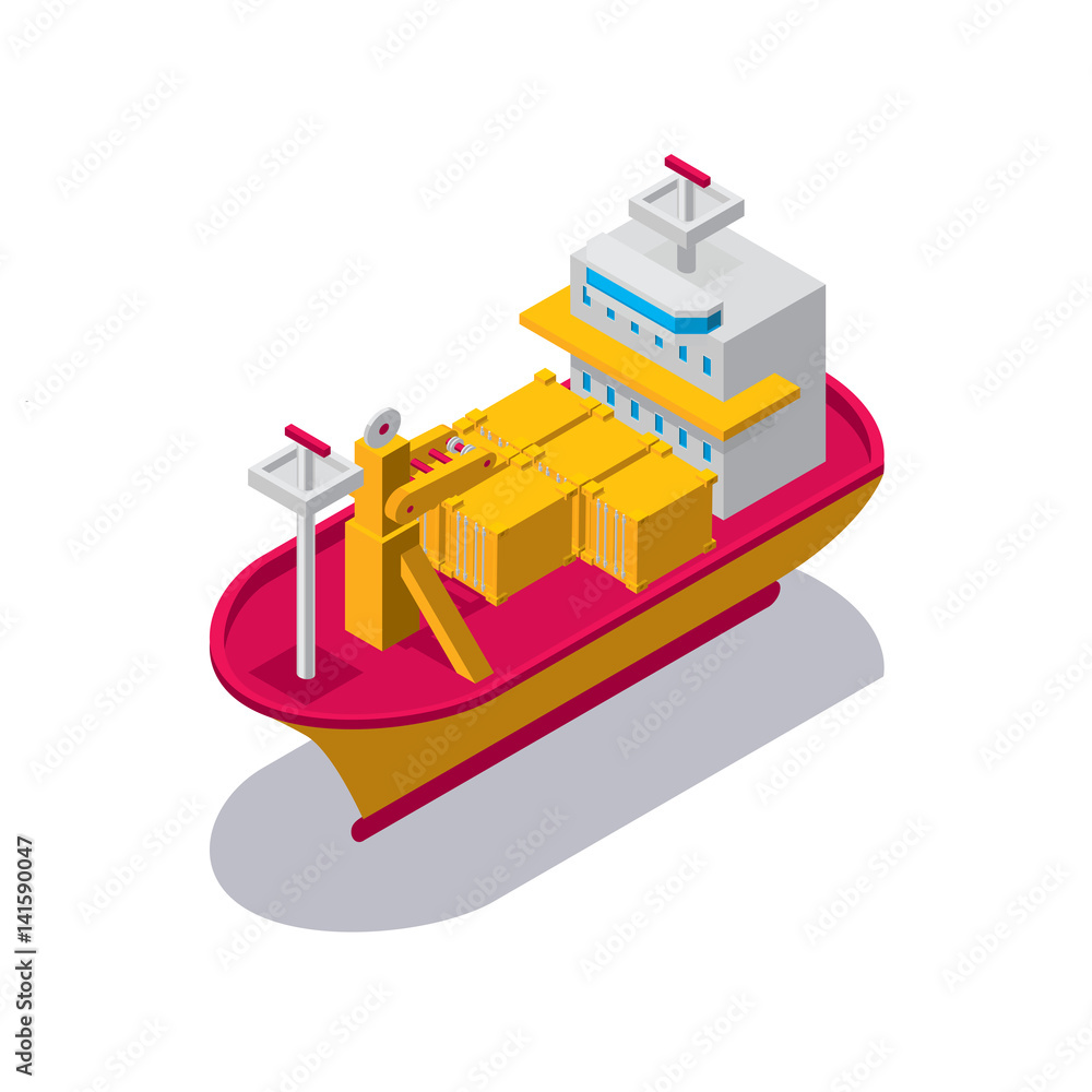 Vector isometric cargo ship icon