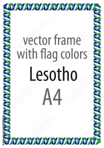 Frame and border of ribbon with the colors of the Lesotho flag