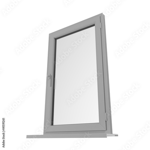 Fototapeta Naklejka Na Ścianę i Meble -  One door plastic window isolated on white. 3D illustration