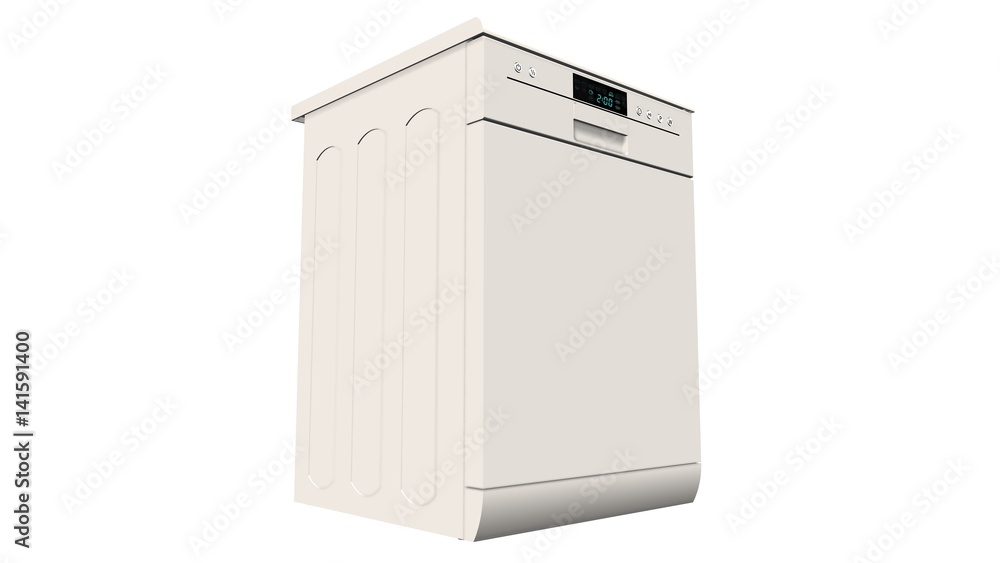 Modern freestanding dishwasher isolated on white Modern freestanding dishwasher isolated on white