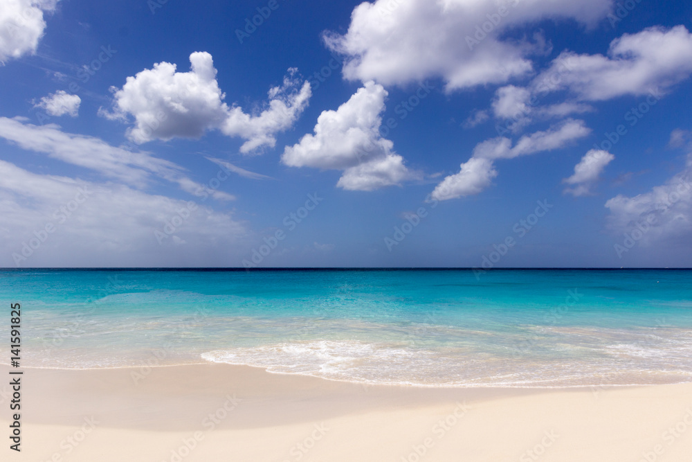 Turquoise water and white sand  of caribbean sea
