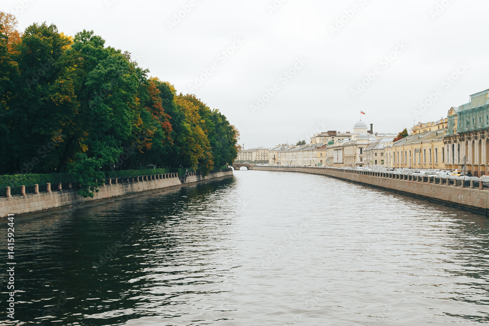 .European city landscape on the background of the river
