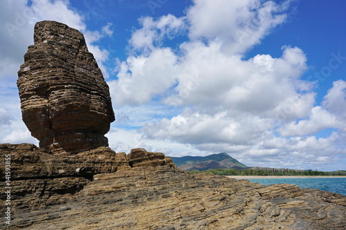 Rock formation on the seashore, the Bonhomme of Bourail, New Caledonia, Grande Terre island, south Pacific 