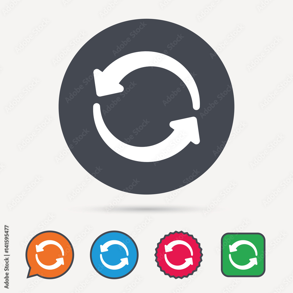 Update icon. Refresh or repeat symbol. Circle, speech bubble and star buttons. Flat web icons. Vector Update icon. Refresh or repeat symbol. Circle, speech bubble and star buttons. Flat web icons. Vector