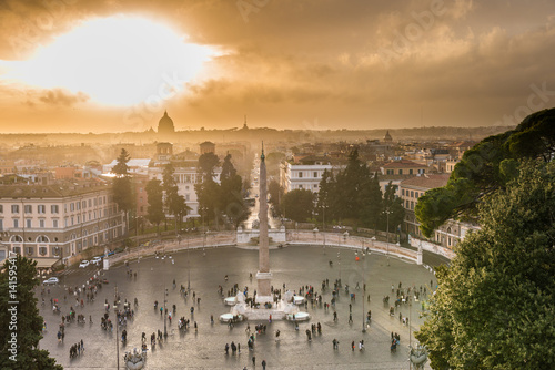 Piazza del Popolo in sunset