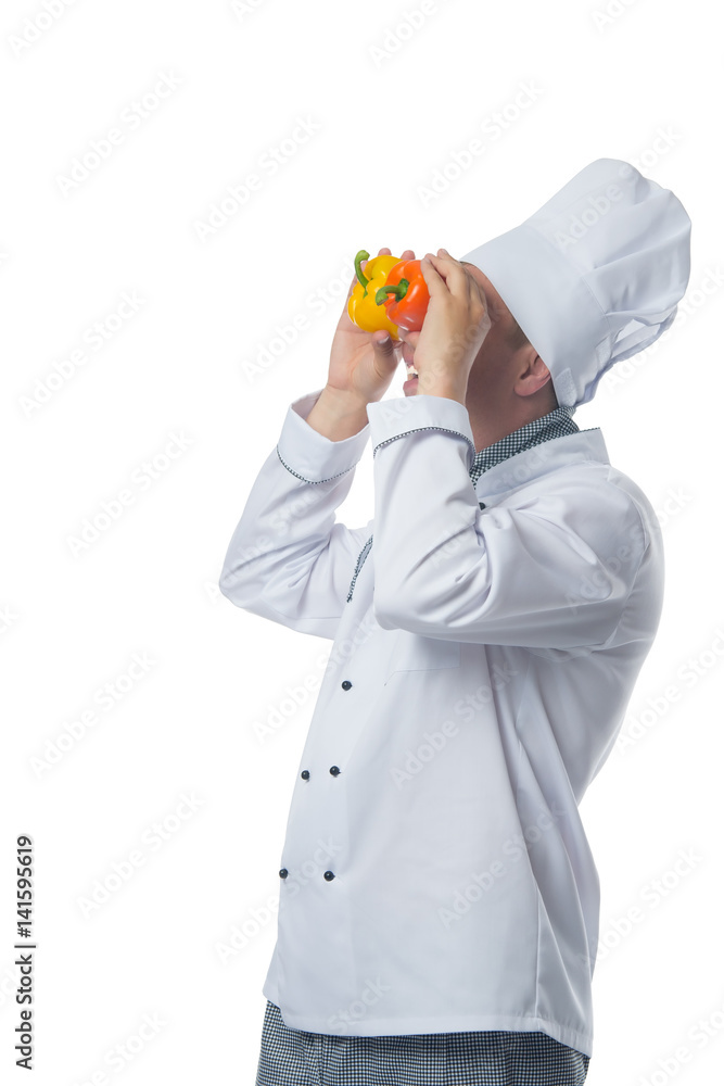 cook fun with sweet pepper, looking at him cook fun with sweet pepper, looking at him