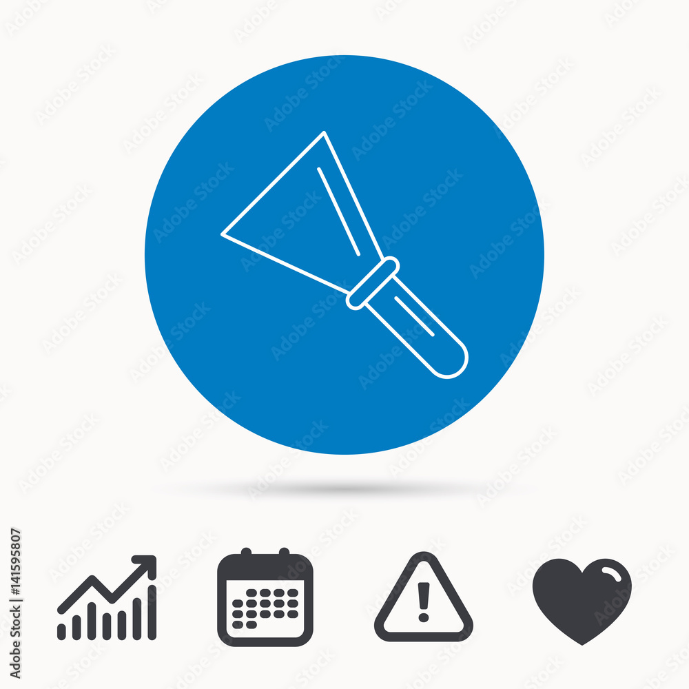 Spatula icon. Finishing repair tool sign. Calendar, attention sign and growth chart. Button with web icon. Vector Spatula icon. Finishing repair tool sign. Calendar, attention sign and growth chart. Button with web icon. Vector