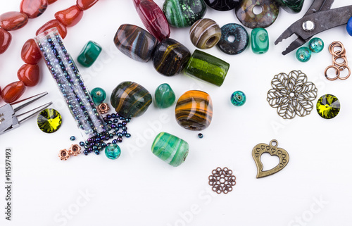 Stone beads and components for jewelry making photo