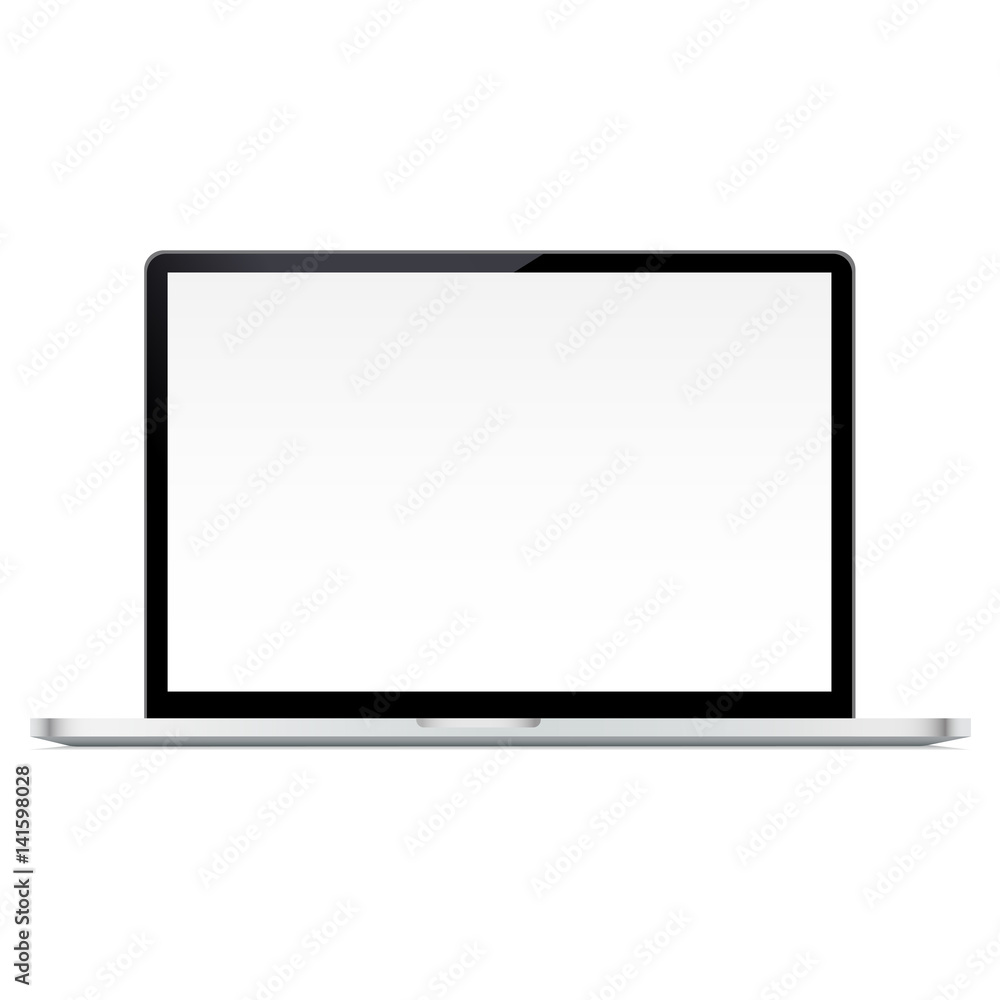 Laptop mockup with blank screen isolated on white background. Can be used for showcase responsive website design or presentation advertising pages. Vector illustration Laptop mockup with blank screen isolated on white background. Can be used for showcase responsive website design or presentation advertising pages. Vector illustration