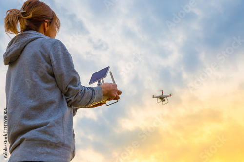 Drone operated by a woman
