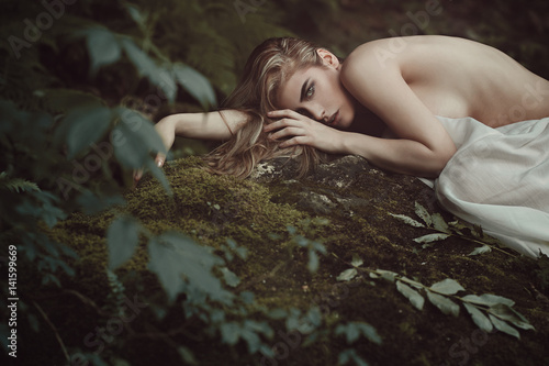 Tableau sur toile Beautiful forest maiden in Mother nature peace